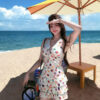 Fruit print V-neck halter dress