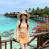Long-sleeved and short-skirt split-body swimsuit for the beach