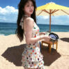 Fruit print V-neck halter dress