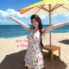 Fruit print V-neck halter dress